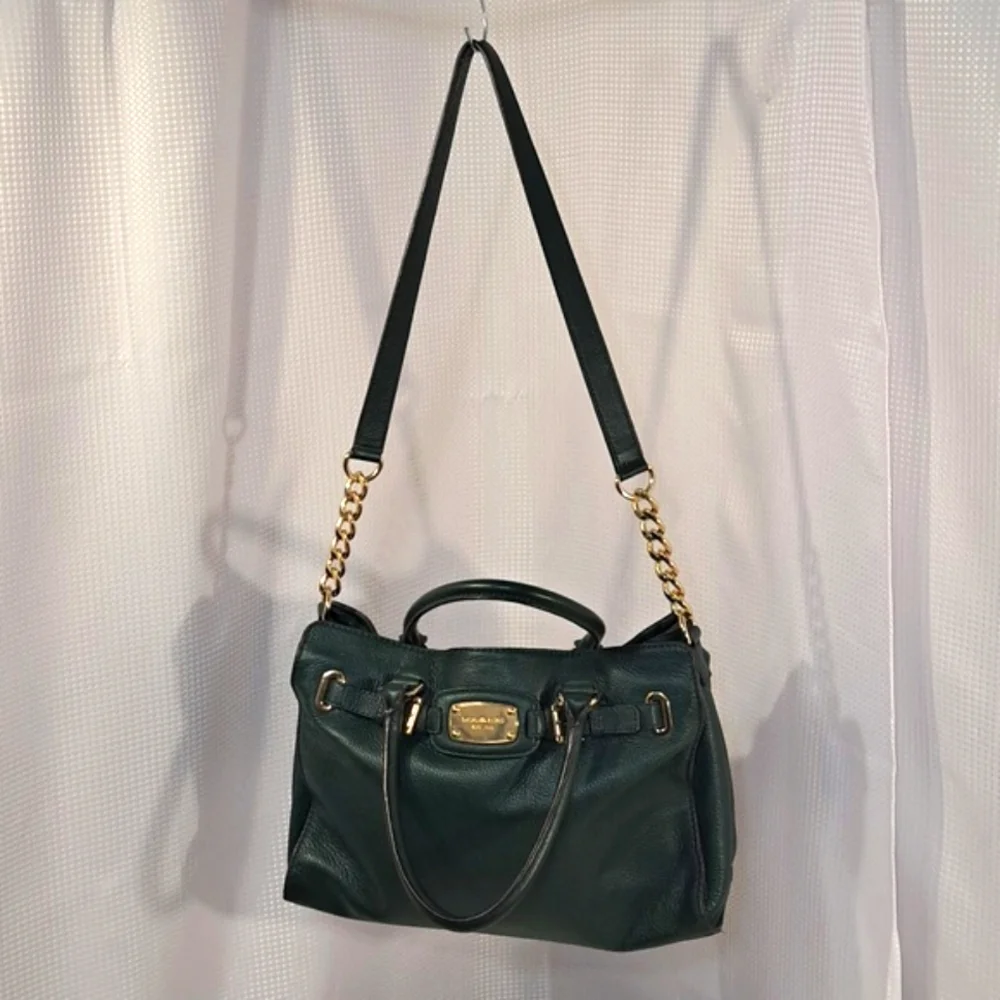 Michael Kors Green Pebbled Leather Satchel
